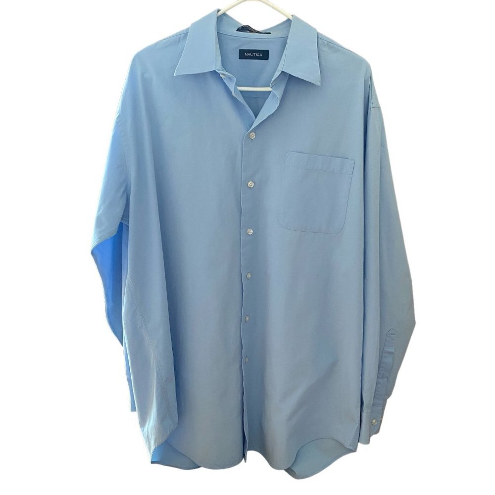 Nautica men's 34/35 light blue long sleeve collared button up casual shirt